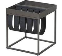 STACIO - Table d'Appoint Grise avec Porte-Brochure -