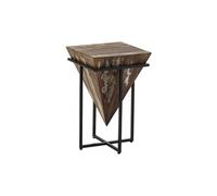 FINDY - Table d'Appoint H.56cm Pyramide Inversée Bois Massif et Métal Noir -