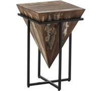FINDY - Table d'Appoint H.56cm Pyramide Inversée Bois Massif et Métal Noir -