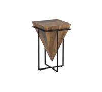 FINDY - Table d'Appoint H.68cm Pyramide Inversée Bois Massif et Métal Noir - Altobuy Marron