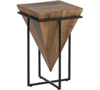 FINDY - Table d'Appoint H.68cm Pyramide Inversée Bois Massif et Métal Noir - Altobuy Marron