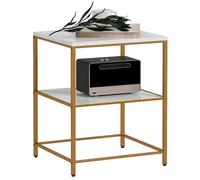 HOMCOM Table d'appoint bout de canapé 2 étagères effet marbre structure métal doré 44 x 40 x 54,5 cm