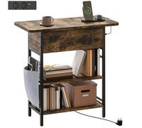 Table d'appoint - HOMCOM - station de charge et sac de rangement - panneau de particule - 60x29,8x58,5cm, brun rustique