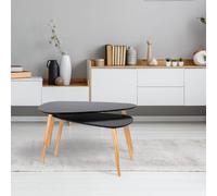 The Home Deco Factory - Tables gigognes en bois galet (Lot de 2) noir Noir G