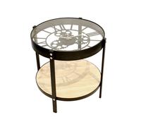 Home Deco Factory – Table d'appoint Horloge – Transparent/Noir – H39 x L40,5 x P40,5 cm