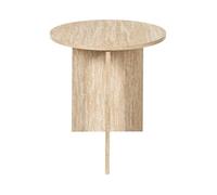 HOME DECO FACTORY - HD7737 - Table d'Appoint Pietra Ronde 45 cm en Bois Effet Pierre - Design Moderne et Épuré - Idéale pour Salon ou Chambre - Couleur Beige - Taille D45 cm