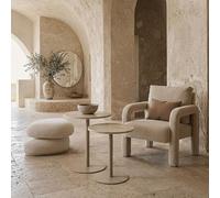 Table d'appoint - home deco factory - terra nova - rond - blanc et beige