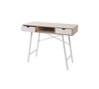 Mendler Table d'appoint HWC-E92 100x40cm Brun Naturel Blanc