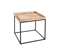 Table D'appoint Hwc-K71, Table Basse Table, Certifiée Mvg Bois De Paulownia Métal 60x60x60cm Couleur Naturelle Marron