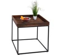 Table d'appoint HWC-K71, table basse table, bois de paulownia métal 60x60x60cm ~ brun foncé