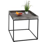 Table d'appoint HWC-K71, table basse table, bois de paulownia métal 60x60x60cm ~ gris foncé