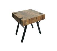 Table d'appoint HWC-L54 métal MDF 50x50x50cm chêne sauvage foncé