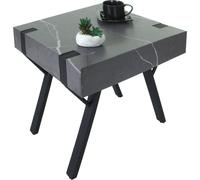 Table d'appoint HWC-L54, table basse table de chevet table de salon, fer MDF 50x55x50cm ~ aspect marbre gris