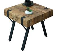 Table d'appoint HWC-L54, table basse table de chevet table de salon, métal MDF 50x50x50cm ~ chêne sauvage foncé