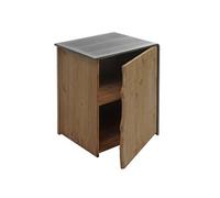 Table d'appoint HWC-L76, commode table de nuit armoire, bois massif industriel MVG 60x50x40cm, naturel avec aspect métal