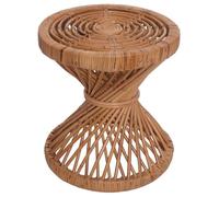 Mendler – Table d'appoint HWC-M31 ronde en rotin Kubu naturel 43×38×38 cm
