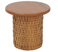 Table d'appoint HWC-P15 Bois d'acajou Rotin rond Ø44cm