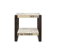 Table d'appoint Industrielle - Bois Massif de manguier Brut - Fer et Bois imprimé - Factory #101