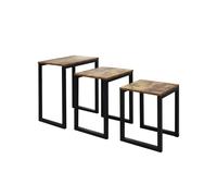 Table d'appoint industrielle marron-noir, lot de 3 : élégante et peu encombrante