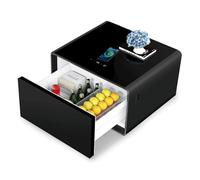 Table d'appoint intelligente avec réfrigérateur intégré et chargement sans fil 15 W - Table d'appoint minimaliste pour chambre à coucher