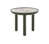 KARTELL table basse K-TOP Ø 60 x H 50 cm (Symphonie / Vert - Céramique effet marbre, piètement en MDF et chêne laqué polyester)