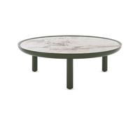 KARTELL table basse K-TOP Ø 105 x H 35 cm (Symphonie / Vert - Céramique effet marbre, piètement en MDF et chêne laqué polyester)