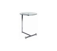 Kare Design Table d'Appoint Easy Living, Argenté/Transparent, Rond, Acier, Verre, Roulettes, Diamètre 46cm, Table de Salon, Meuble, Deco Intérieur, Décoration Chambre, Maison