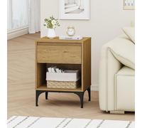 Table d'appoint 'Kistiandi' 62 x 46 x 40 cm avec 1 tiroir et 1 compartiment ouvert, aspect chêne foncé
