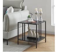 [en.casa] Tables au Design Intemporel: Bout de Canapé Stylé et Table de Chevet Moderne en Acier Noir (47 x 45 x 45 cm)