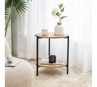 Table d'appoint Kuopio 50 x Ø40 cm Table basse ronde Table de salon avec étagère Noir/imitation bois