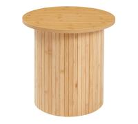 [en.casa] Table d'Appoint avec Plateau Rond Dépassant Table Basse Bout de Canapé Design Scandinave pour Salon Chambre Bureau Entrée Bambou MDF 40 x 40 cm Naturel