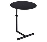 IDIMEX Table d'appoint Leonie Bout de canapé Rond Table à café Table Basse avec Hauteur réglable, Structure en métal laqué et Plateau en Verre trempé Noir