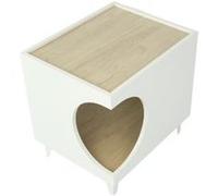 Table d'Appoint - Maison de Toilette pour animaux ELLIE - Table de Nuit - Blanc Chêne - Entrée latérale 1 porte - Niche pour chien et chat pour boîte à litière - Salon - Salle de Bain Blanc G