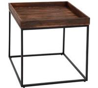 Table D'appoint Hwc-K71, Table Basse Table, Certifiée Mvg Bois De Paulownia Métal 60x60x60cm Brun Foncé Marron