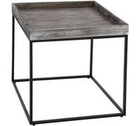 Table d'appoint MENDLER HWC-K71 MVG-certifié bois de paulownia métal 60x60x60cm gris foncé G