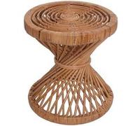 Mendler – Table d'appoint HWC-M31 ronde en rotin Kubu naturel 43×38×38 cm