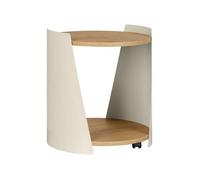 Table d'appoint métal courbé et décor bois avec roulettes beige - Molto