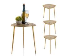 Table d'appoint métal set de 4 tables décoratives 40cm triangulaire aluminium or