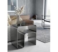 Table d'appoint Minimaliste en Acier Inoxydable, Table de Chevet Moderne et Table Basse compacte de 45 x 45 x 35 cm pour Salon ou Chambre(Silver)