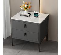 Table D'appoint Minimaliste, Table De Chevet Moderne avec 2 Tiroirs, Meuble De Rangement Au Sol pour Chambre Et Salon(Dark Gray,50cm)