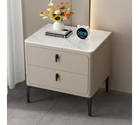 Table D'appoint Minimaliste, Table De Chevet Moderne avec 2 Tiroirs, Meuble De Rangement Au Sol pour Chambre Et Salon(Khaki,50cm)