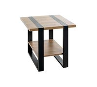 HAKU Möbel Table d'appoint chêne noir métal 45×45×45 cm panneaux alvéolaires – moderne