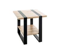 HAKU Table d'appoint – chêne clair/noir, métal, panneaux alvéolaires – L45×H45×P45 cm