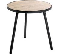 HAKU Table d'appoint ronde H 52 x Ø 50 cm — chêne clair/noir, plateau MDF, piètement métal, style moderne