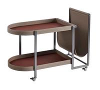 Table D'appoint Mobile à 2 Niveaux, Table Basse Roulante avec roulettes, Finition Cuir De Selle, Assemblage Facile, for Salon, Chambre à Coucher(Gray)