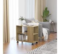 Table D'appoint Mobile À Roulettes En Bois Contreplaqué Chêne Sonoma 70 X 35 X 55 Cm Marron