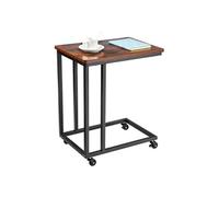 VEVOR Table d'appoint mobile en forme de C, bouts de canapé avec cadre en métal et roulettes, support d'extrémité portable 500 x 350 x 605 mm, table basse pour salon, chambre à coucher, bureau, marron