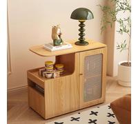 Table d'appoint Mobile et rotative - Table Basse à roulettes pivotante à 360° avec Rangement, pouvant Servir de Table de Chevet ou de desserte. Idéale pour Le Salon et la Chambre.