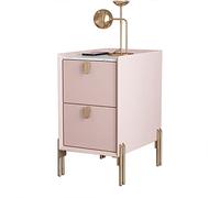 Table d'appoint moderne du milieu du siècle avec 2 tiroirs de rangement et comptoir en pierre frittée pour petits espaces Rose clair 35 x 35 x 55 cm