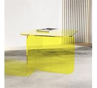 Table d'appoint moderne en acrylique en forme de C - Table basse transparente multifonction pour canapé d'angle - Design jaune élégant 40,9 x 40,9 cm pour chambre à coucher et salon